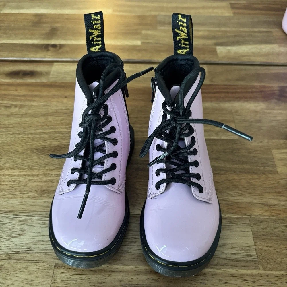 Dr. Martens 1460 Toddler Boots Pink Patent Leather Size 7 US Side Zip NO INSOLES